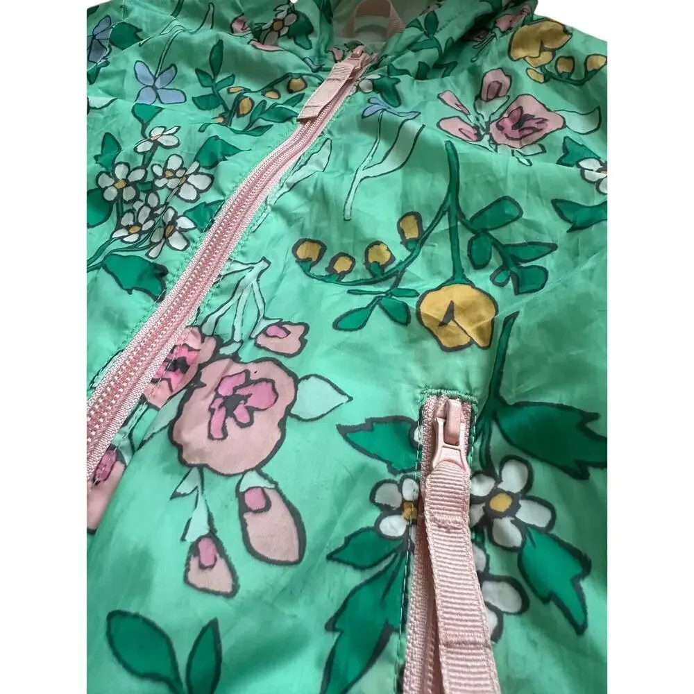 Cat & Jack Girls Toddler Rain Coat Jacket Green with Flower Design Size 18M - Picture 5 of 8